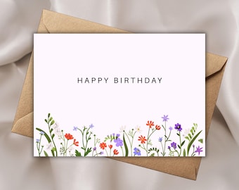 Printable Birthday Card, Girly Birthday Card For Women, Printable Birthday Card, Digital Card, Floral Birthday Card For Her, Digital Card