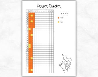 Prayer Tracker, Printable Journal Page, Prayer Journal, Track Daily Praying, Daily Prayers, Prayer Page for Bible Study, Bullet Journal Page