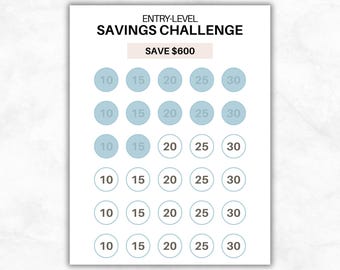 Savings Challenge Entry Level Printable, 600 Savings Tracker PDF, Money Saving Challenge Sheet, Budget Goal Planner, US Letter A4 A5, Bujo