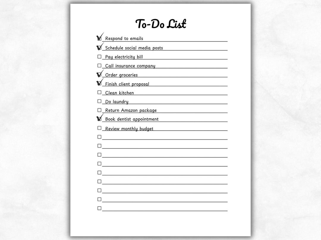Minimal to Do List Printable, A4 A5 US Letter Daily Task List, Simple ...
