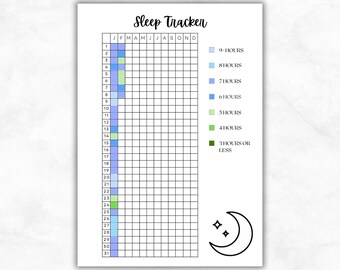 Sleep Tracker Journal Page, Sleep Tracker Yearly, Printable Journal Page, Sleep Log Page, Yearly Sleep Analysis, Bullet Journal Tracker Page