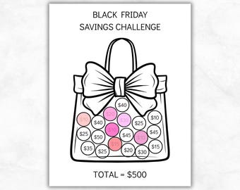 Black Friday Spar-Challenge Printable 500 Dollar Geld Tracker PDF Urlaubsbudget Planer US Letter A4 A5