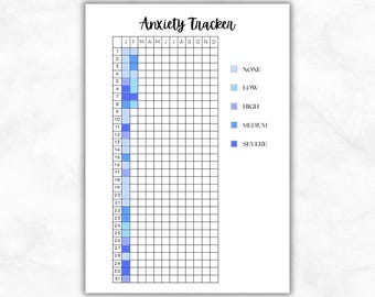 Anxiety Tracker Printable, Printable Journal Page, Anxiety Log, Yearly Habit Tracker, Bullet Journal Anxiety Pages, Health Tracker Monthly