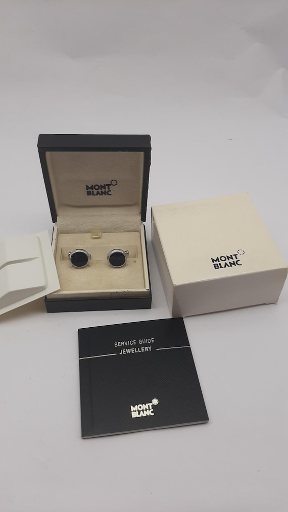 Montblanc Meisterstück Cufflinks, Round Stainless Steel With Black