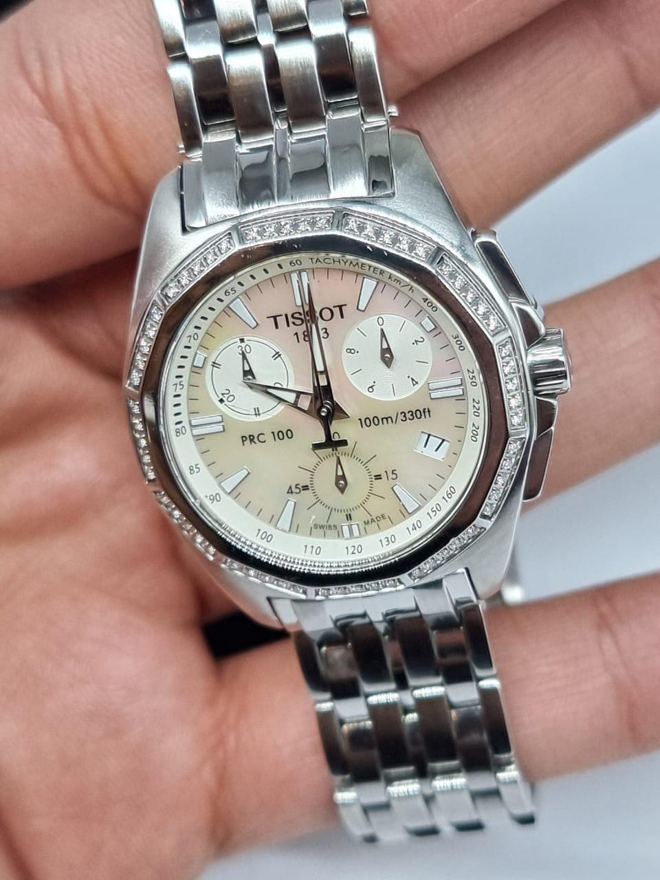 Tissot PRC 100 Diamond Bezel Swiss MOP Dial Vintage Womens Watch Tissot PRC 100 Diamond Bezel Streel MOP Dial Quart Ladies  main image 3