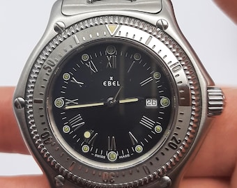 Brand New Ebel Discovery Black Dial  Quartz 983913 Men's Wristwatch