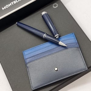 Ensemble avec rollerball PIX bleu et support de poche Meisterstück 6 cc bleu