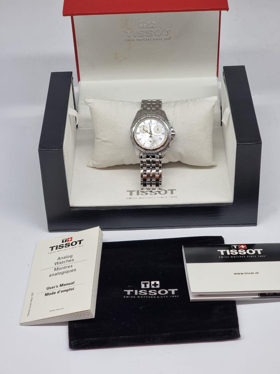 Tissot PRC 100 Diamond Bezel Streel MOP Dial Quart Ladies  display picture 1