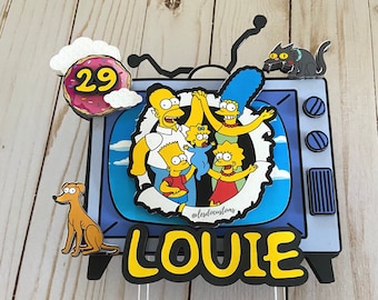 The Simpsons cake topper - Simpsons party decor -  Simpson theme- Bart, Lisa, Homer, Marge, Maggie - Custom party decor
