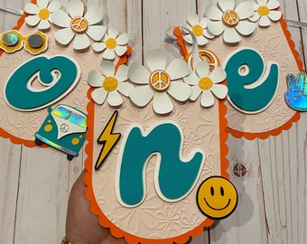 Groovy One high chair banner- 1st Birthday- Custom Party Decor- One Groovy baby- Groovy vibes- Retro Daisy vibes- Boho- Hippie 70s
