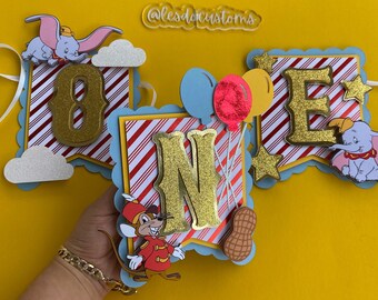 Dumbo 1st birthday high chair banner - circus/carnival theme - custom party decor - 2nd birthday banner - Dumbo inspired party