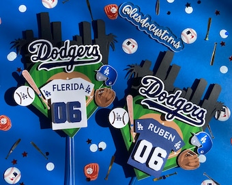 3D LA Dodgers Cake Topper - Personalized/custom party decor- Birthday decoration - baseball theme-  Dodger party