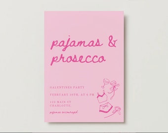 Pajamas and Prosecco Invitation