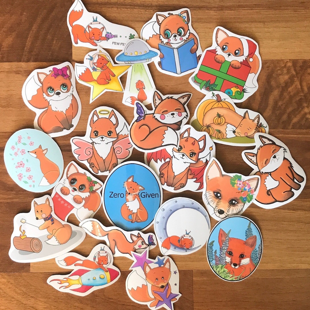 Fox Sticker Pack, Cute Animal Decal, Waterproof Vinyl Decal for Laptops ...