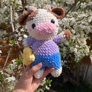 Crochet Cow Plushie, Amigurumi Toy, Handmade Plush