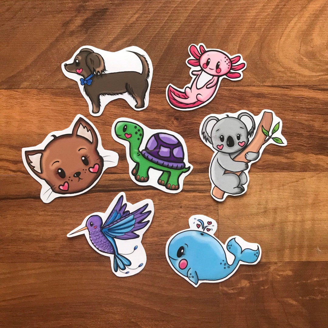 Cute Animal Sticker Pack, Vinyl Decals for Laptop, Planner - Etsy