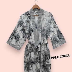 Black 100% Cotton Indian Beach Kimono Robe ,Kimono Robe,Cotton Robe,Shower Robe, Maternity Robe Bath robe Dressing Gown Beachwear long/short