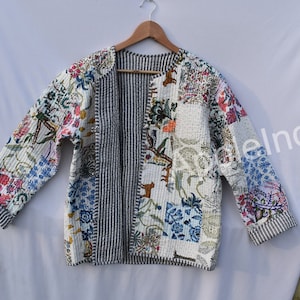 Retro Floral Patterned Quilted Jacket for Women