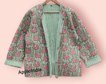 Giacche patchwork fatte a mano, cappotto invernale reversibile in cotone indiano fatto a mano, giacca in stile boho, giacca Kantha trapuntata corta unisex