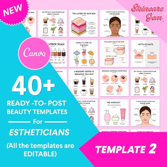 ESTHETICIAN Templates 2 , canva, templates, skincare, beauty, esthetician, ready-to-post , skincare template, social media  (quick download)