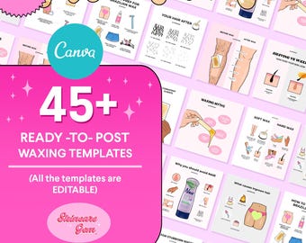 WAXING TEMPLATE ,canva, skincare, beauty, esthetician, waxing, skincare, sugaring ,template, social media , wax  (quick download)