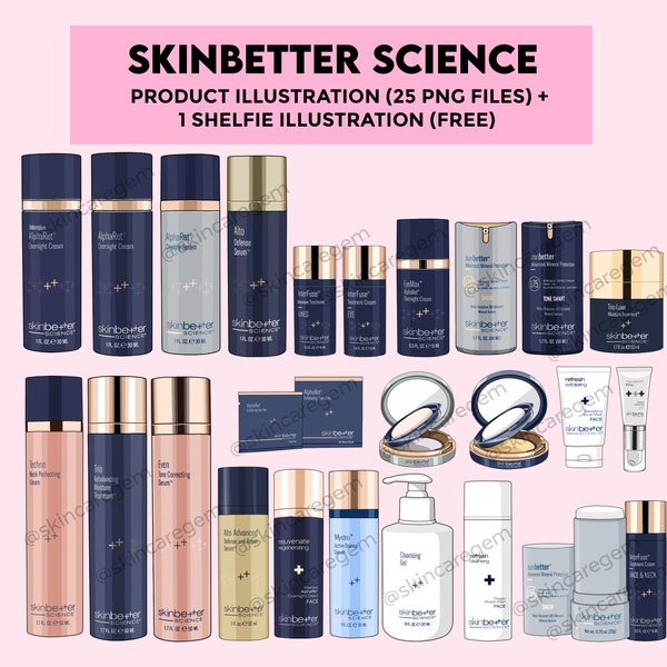 SkinBetter Product Illustrations + 1 shelfie illustration  (instant download)