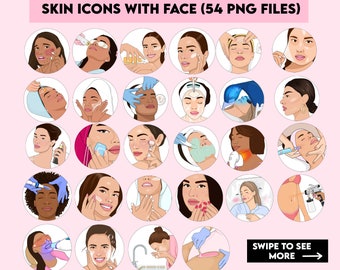 54 SKIN ICONS with FACE (Quick download), Digital illustration