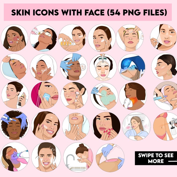 54 SKIN ICONS with FACE (Quick download), Digital illustration