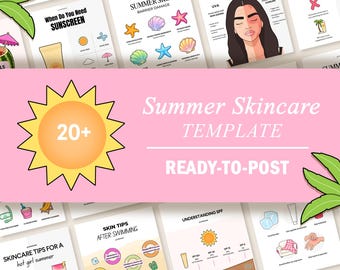 SUMMER SKINCARE TEMPLATE, esthetician, ready-to-post , skincare template, social media (quick download)