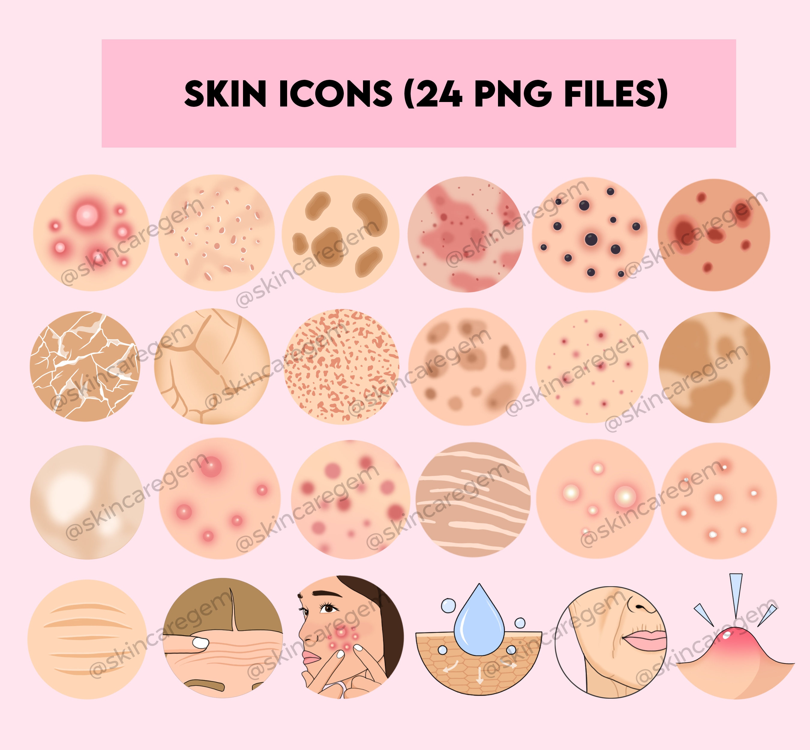 24 SKIN ICONS (instant download)