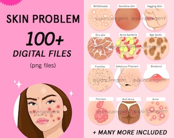 Skin Problem Digital Illustration, PNG Files, esthetician, beauty  (instant download)