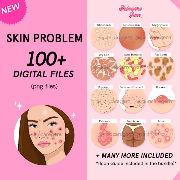 Skin Problem Digital Illustration, PNG Files, esthetician, beauty  (instant download)