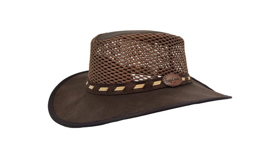 Suede Leather Hat Safari Hat With Mesh 