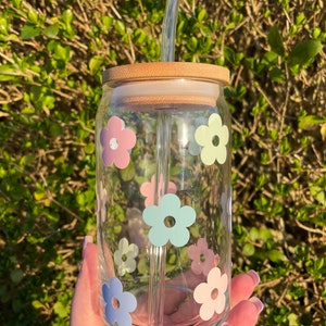 Multi Colour Daisy Flower Glass Cup