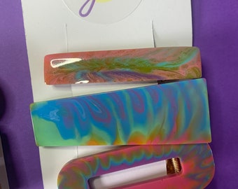 Clips para el cabello hippy y psicodélico tie-die