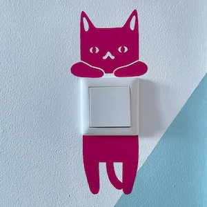 Wandtattoo „Katze Mit Hund“ Für Steckdose/Lichtschalter, 10x10 Cm, Konturgeschnitten, 49 Farben Wählbar