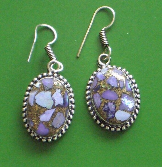 Copper in purple jasper solid 925 silver luxury e… - image 1