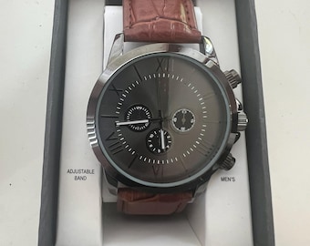 Men's Fossil Watch Brown Leather With Box