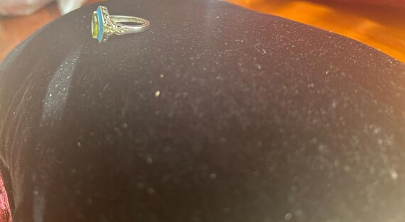 Solid 925 sterling silver ring with peridot and b… - image 6