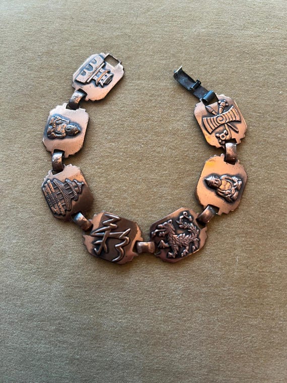 Circa 1950s Solid Copper Bracelet Handmade from T… - image 1