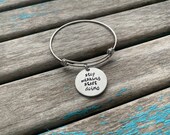 Quote Bracelet- quot stop wishing start doing quot pendant on a stainless steel adjustable bangle bracelet- Only 1 Available