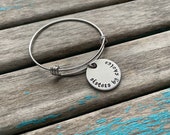 Quote Bracelet- quot sisters by choice quot pendant on a stainless steel adjustable bangle bracelet- Only 1 Available