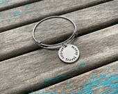 Quote Bracelet- quot explore travel dream quot pendant on a stainless steel adjustable bangle bracelet- Only 1 Available