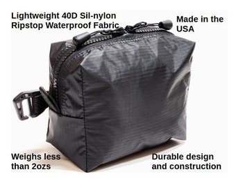 Lightweight hiking 6.5x5x3" Black 40D Nylon Ripstop Backpack side Pouch