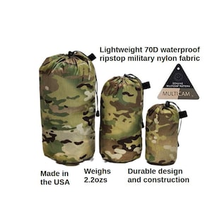 3-pk MULTICAM Camo 70D Mil-spec Ripstop Waterproof Military Nylon Camping Hiking Backpacking Survival Stuffsack Set