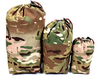 3-pack Tactical MULITCAM 300D Ripstop Nylon Ditty Bag Stuffsack set