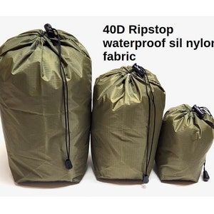 Lightweight 3-pack OD Green 40D Ripstop Nylon Ditty Bag Stuffsacks set Camping