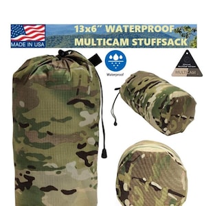 13x6&quot; Lightweight Ripstop 70D Waterproof Military Nylon MULTICAM Camo Camping Hiking Gear Stuffsack