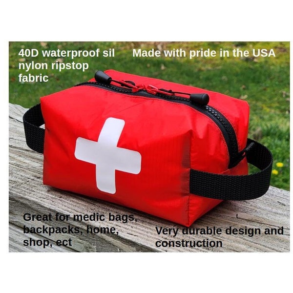 7x5x4" Red 40D Ripstop Sil-Nylon Waterproof First Aid Medic Emergency utility bag