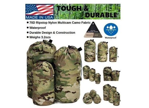 3-pack Multicam Camo 70D Military Ripstop Waterproof Nylon Camping Gear Hiking Backpacking Survival Stuffsacks